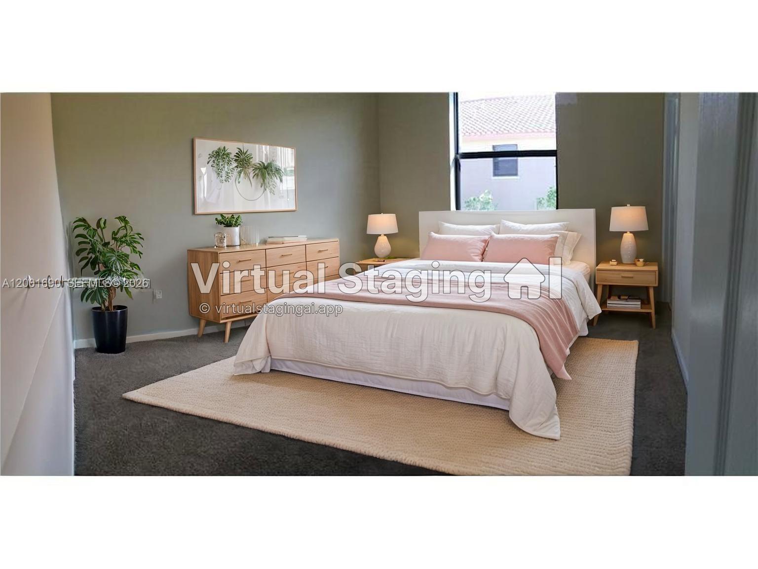 8913 West 35th Way Hialeah, FL 33018 - Photo 6 of 7 a bedroom with a bed lamp and a potted plant