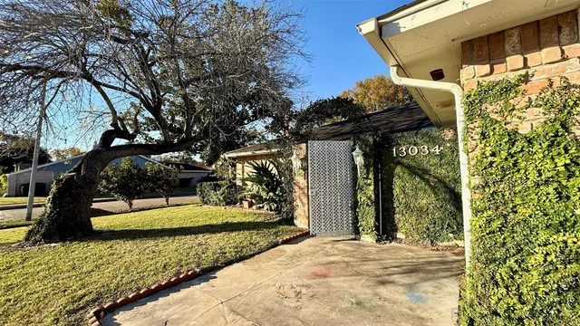 a view of a house with backyard and trees