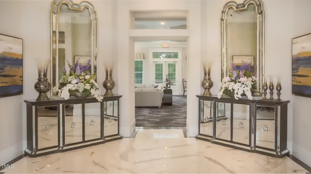 a view of a field with a big yard