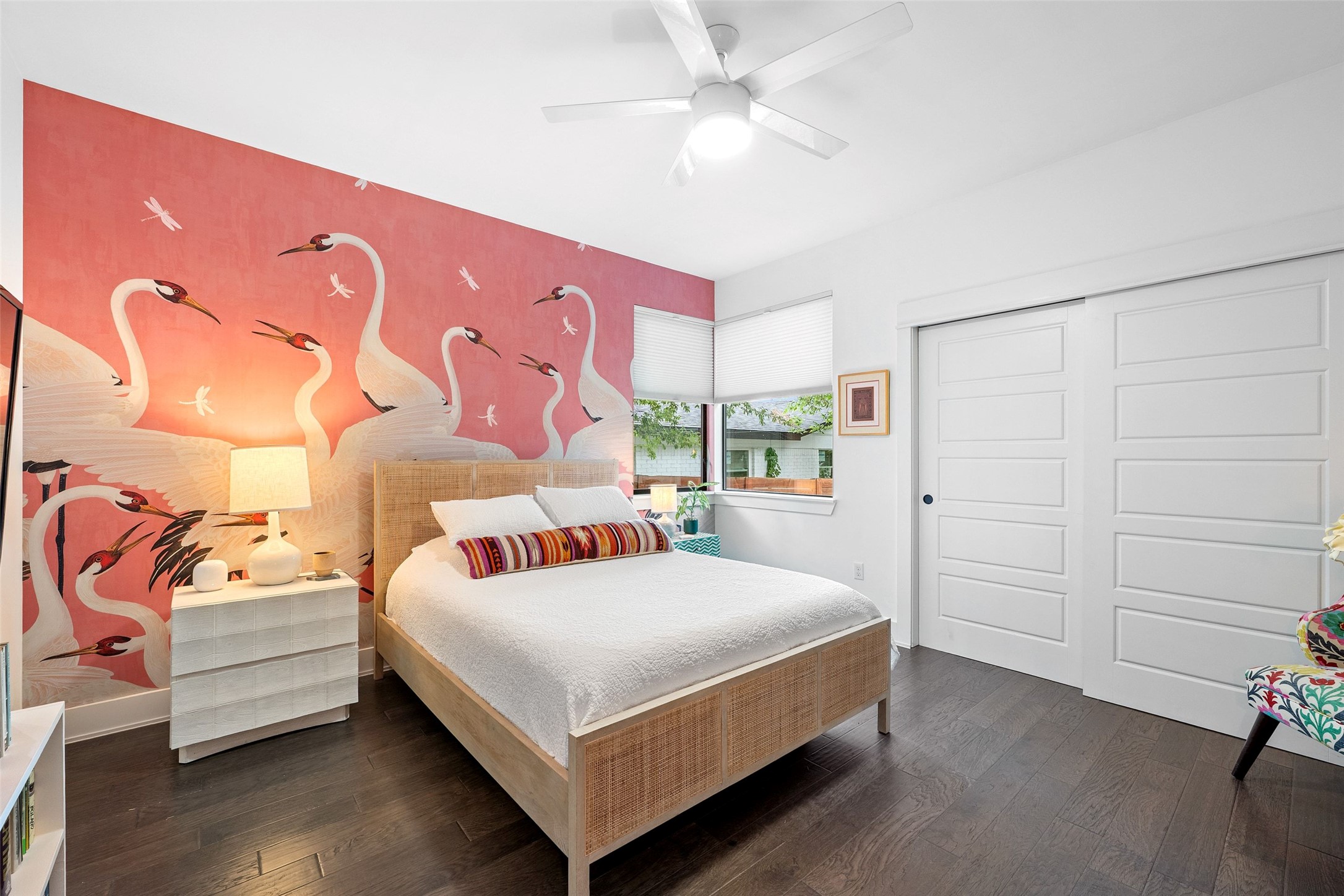 4615 Depew Avenue Austin, TX 78751 - Photo 19 of 40 Downstairs bedroom with beautiful Gucci wallpaper