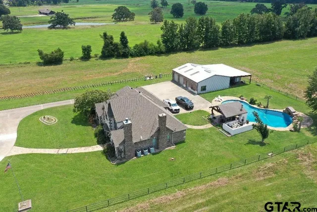 an aerial view of a house