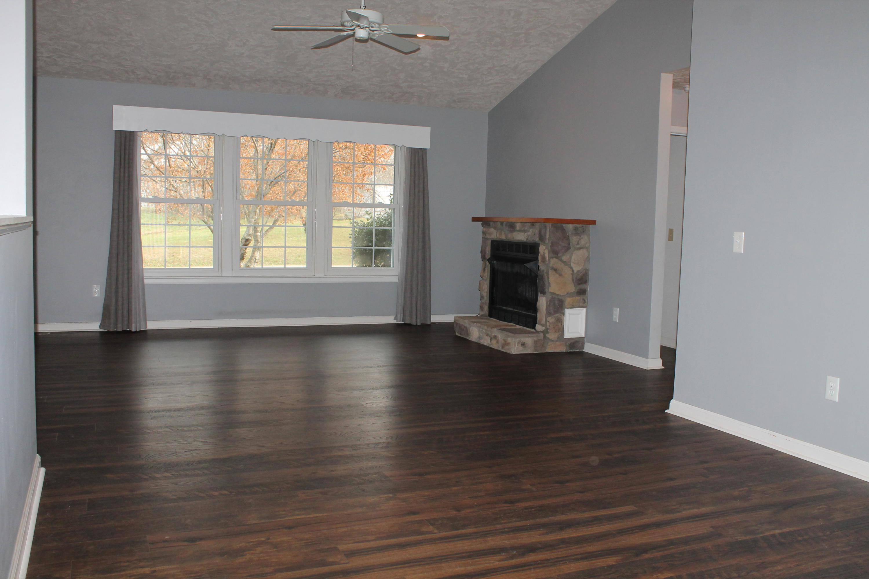 101 Aftons Meadow Road Vinton, VA 24179 - Photo 23 of 55 an empty room with wooden floor fireplace and windows