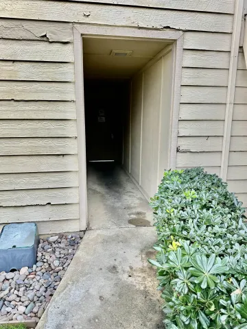 a view of a wooden door