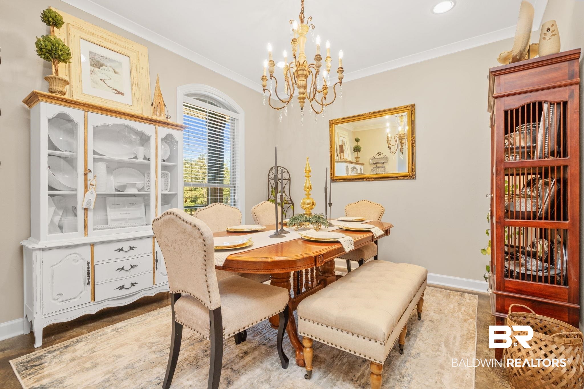 4331 Hamilton Oaks Lane Mobile, AL 36695 - Photo 4 of 38 Dining area featuring a chandelier, baseboards, and ornamental molding