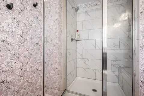 a bathroom with a shower