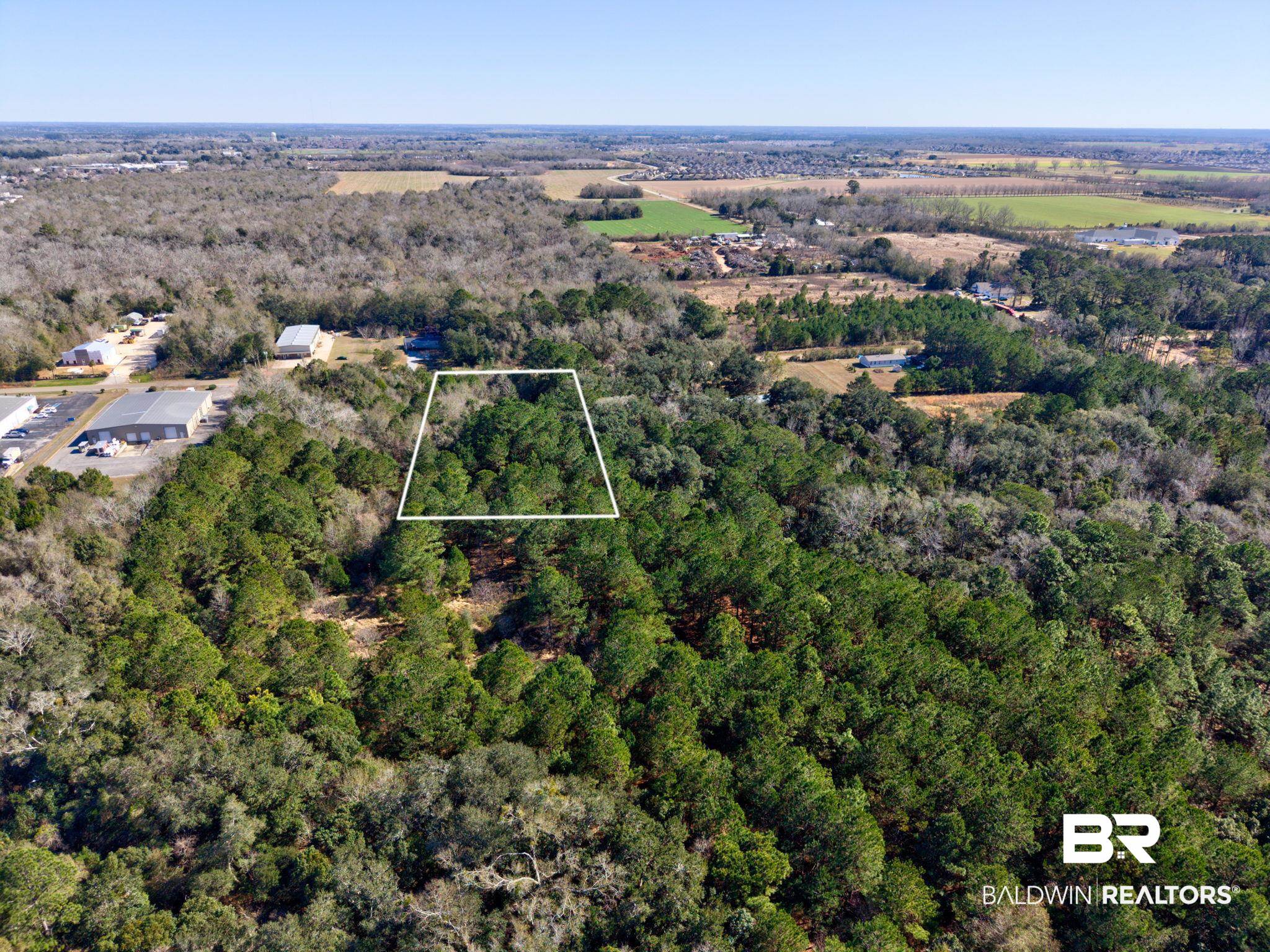 25280 Friendship Road Daphne, AL 36526 - Photo 9 of 34 View of property location with a forest and property boundaries highlighted