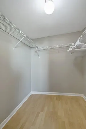 a view of a room with racks on the wall