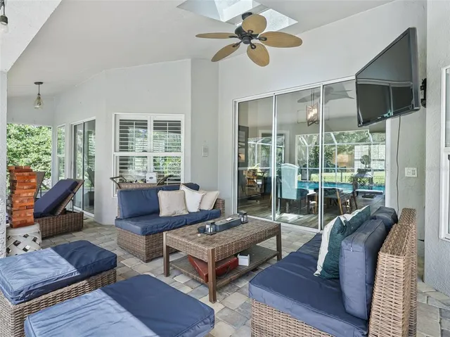 a view of a park with a slide