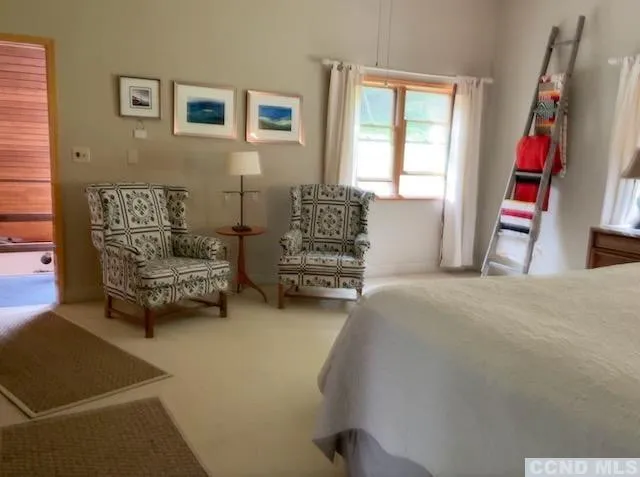 a bedroom with bed and window