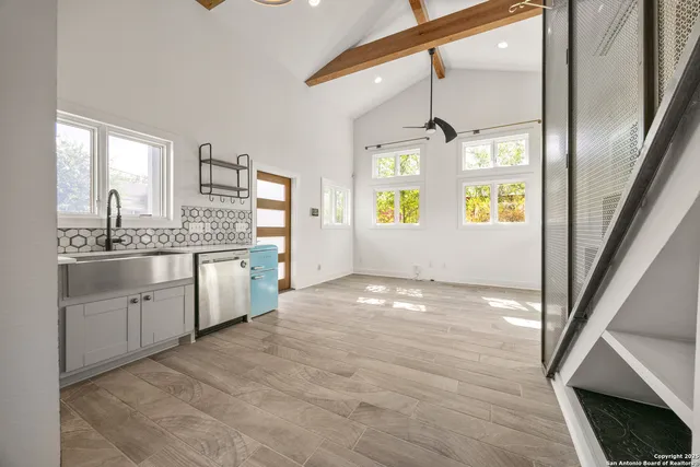 a view of a wooden door