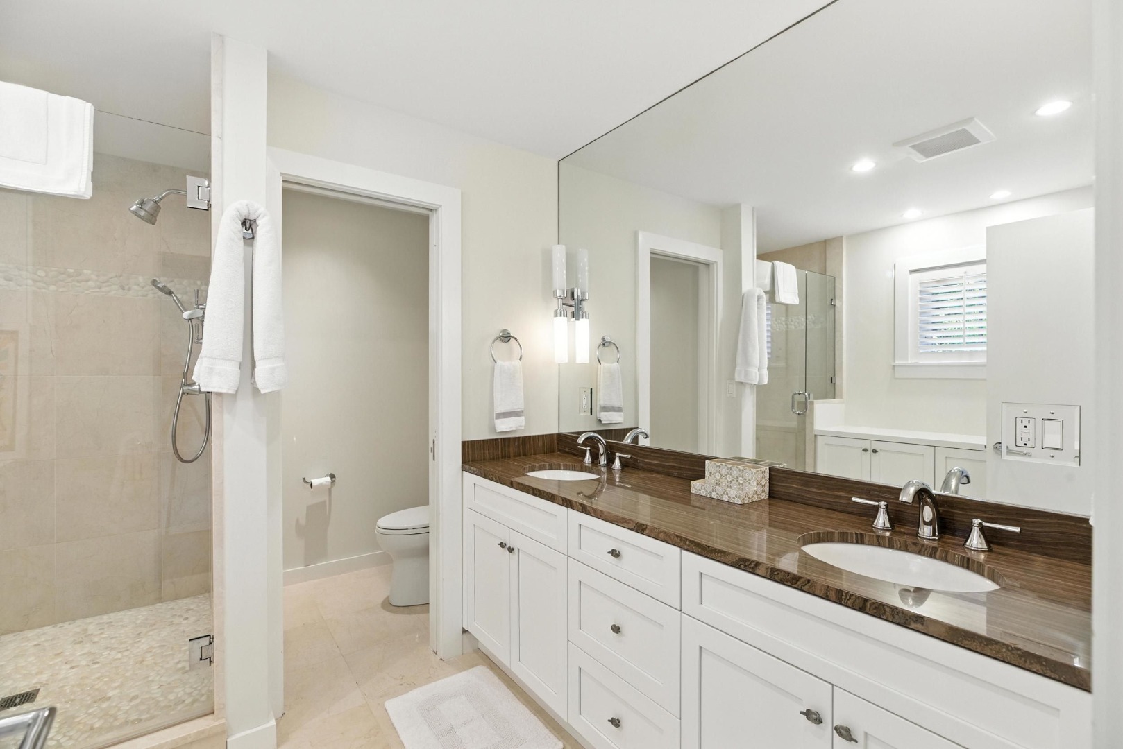 45 Starbuck Road Nantucket, MA 02554 - Photo 24 of 42 a bathroom with a granite countertop sink mirror and double
