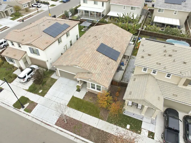 an aerial view of a large buildings