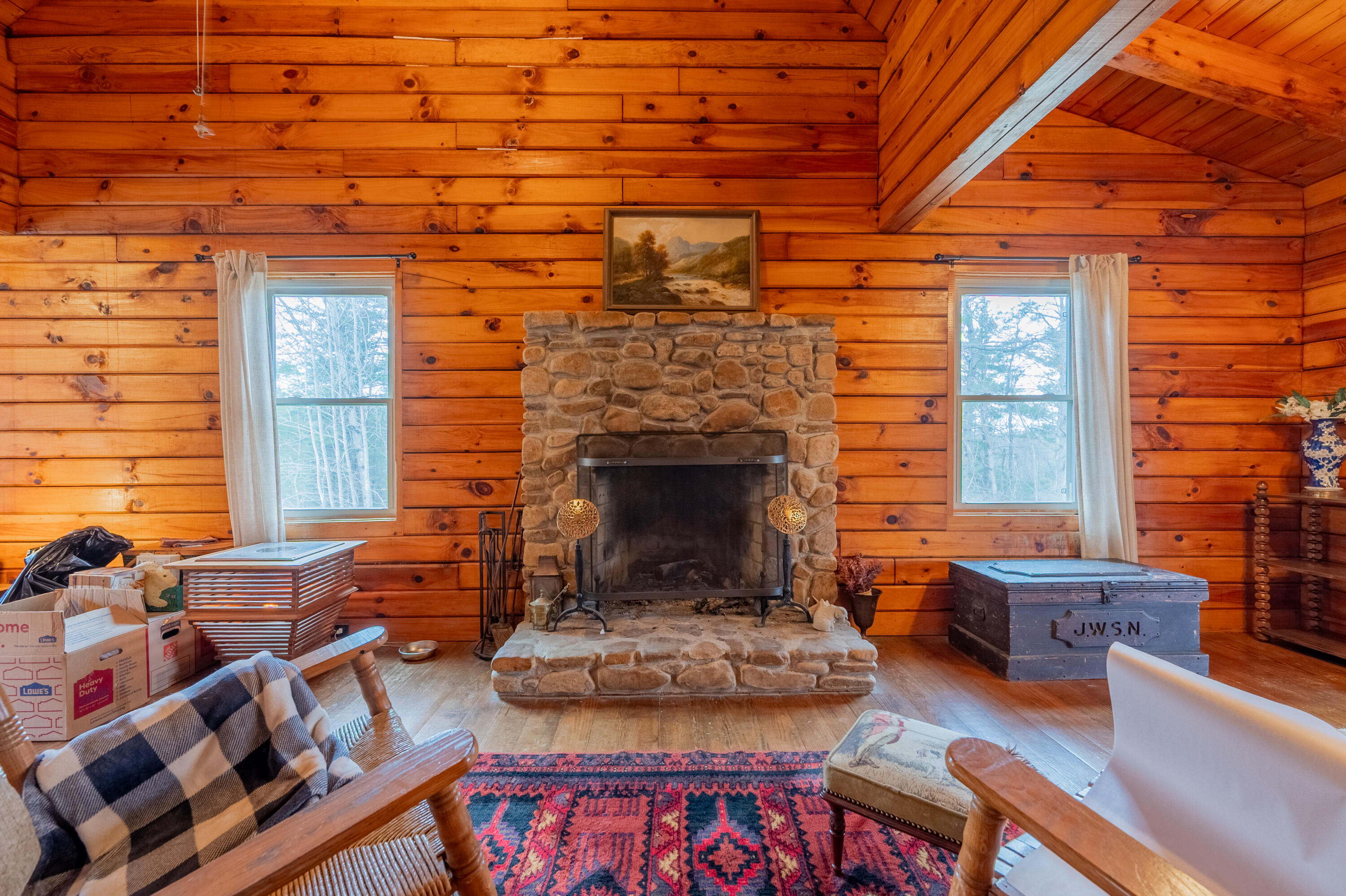 183 Pine Mountain Road Northeast Floyd, VA 24091 - Photo 12 of 54 a living room with furniture and a fireplace