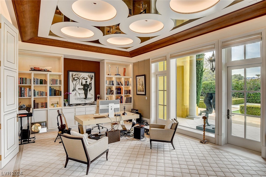 1717 Enclave Court Las Vegas, NV 89134 - Photo 17 of 57 Office 1, Custom ceilings, Entrance to garden and