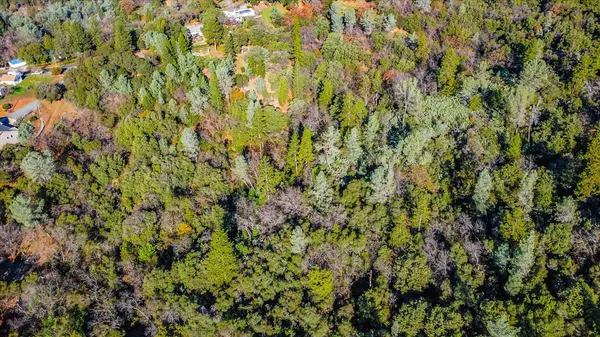 an aerial view of residential house with green space