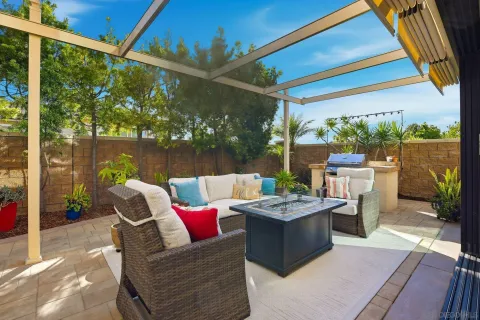 a outdoor view with a sitting space