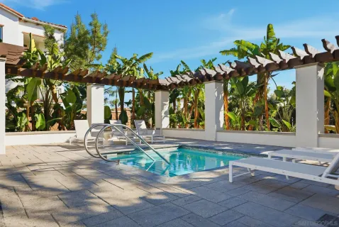 a view of a bench in patio