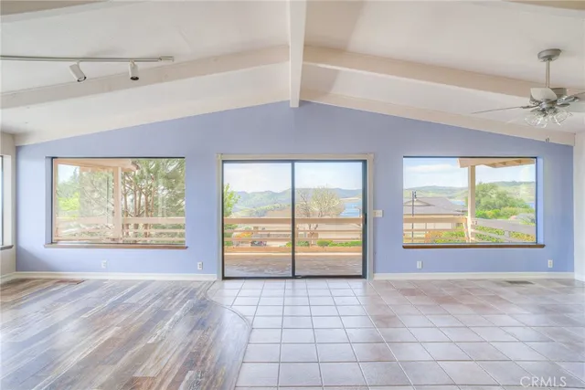 a view of a pool with an ocean view