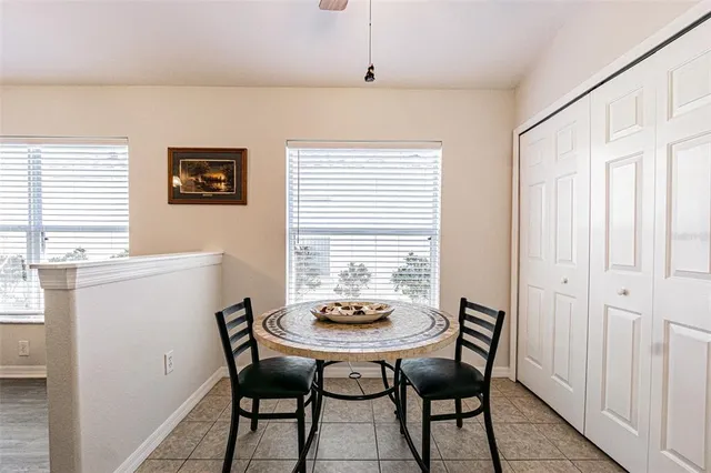 a aerial view of a house having outdoor seating