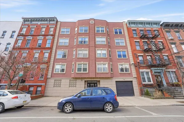 a car parked in front of a building