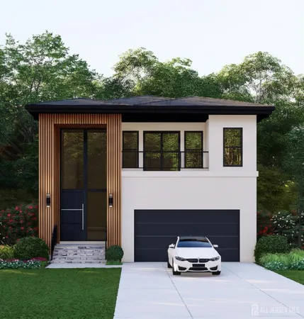 a car parked in front of a house