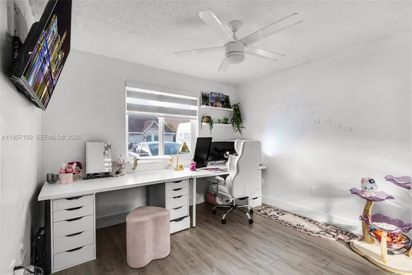 a workspace with furniture