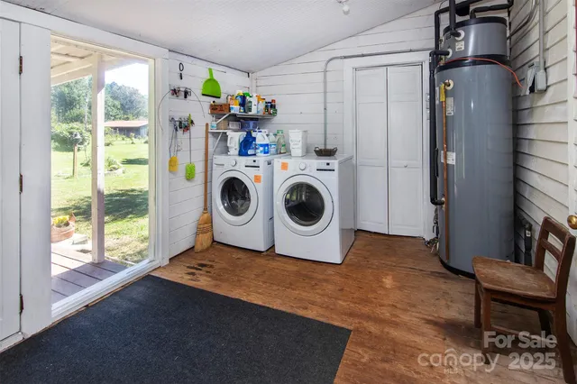 a utility room with dryer and washer