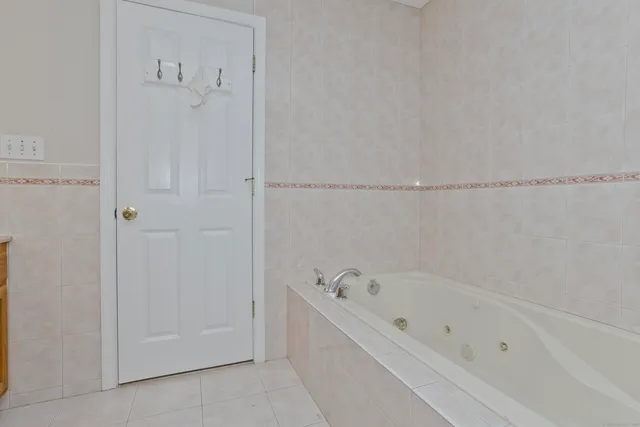 a bathroom with a bathtub