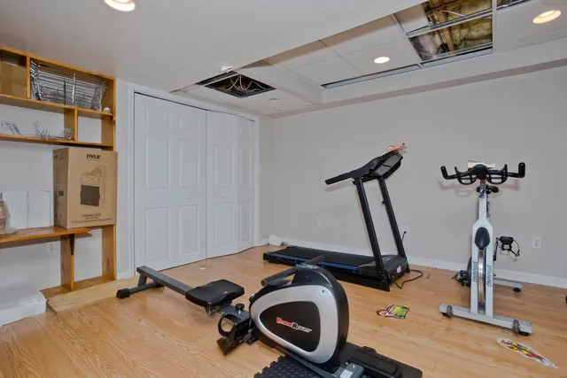 a view of a room with gym equipment