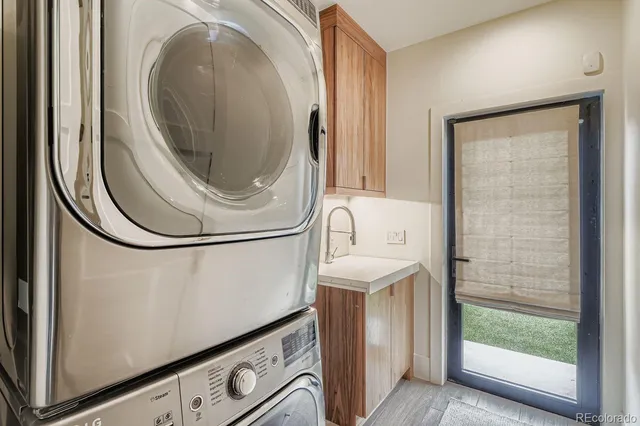 a backyard of a house with seating space