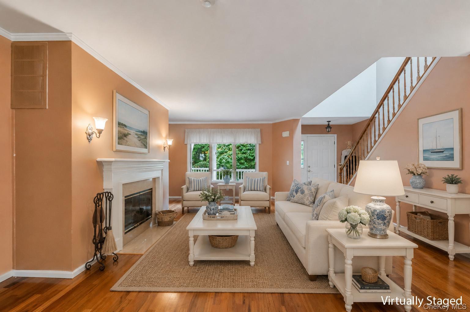 22 Kettle Hole Road Manorville, NY 11949 - Photo 6 of 39 Living room has beautiful polished hardwood floors and crown molding throughout window treatment stay