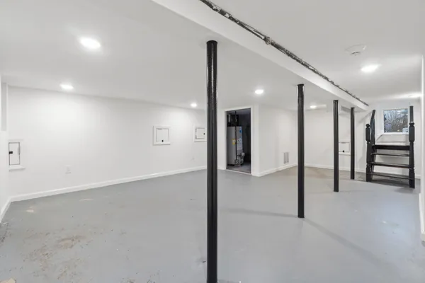 a view of a brick house with a large windows