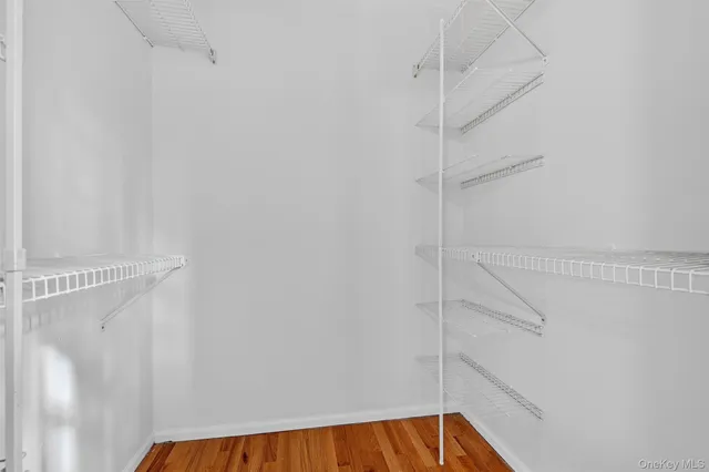 a view of a room with racks on the wall