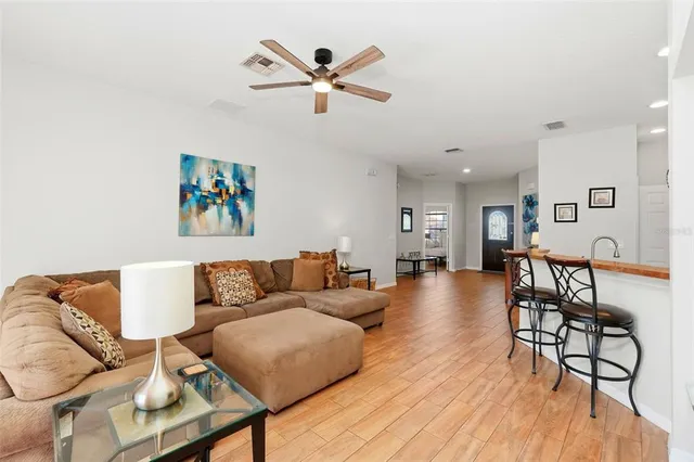 a living room with furniture