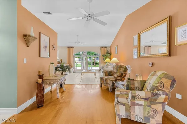 a living room with furniture