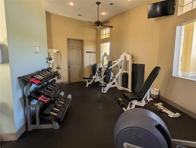 a view of a room with gym equipment
