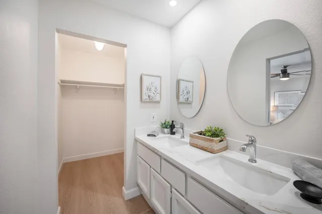 a view of a hallway with washer and dryer
