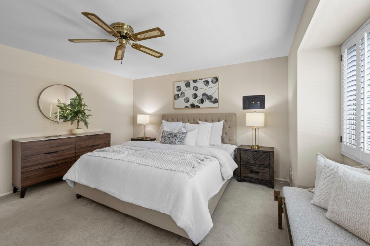 2356 Walden Square San Jose, CA 95124 - Photo 33 of 51 a bedroom with a bed chandelier and a window