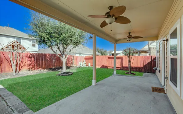 a view of a porch with a backyard