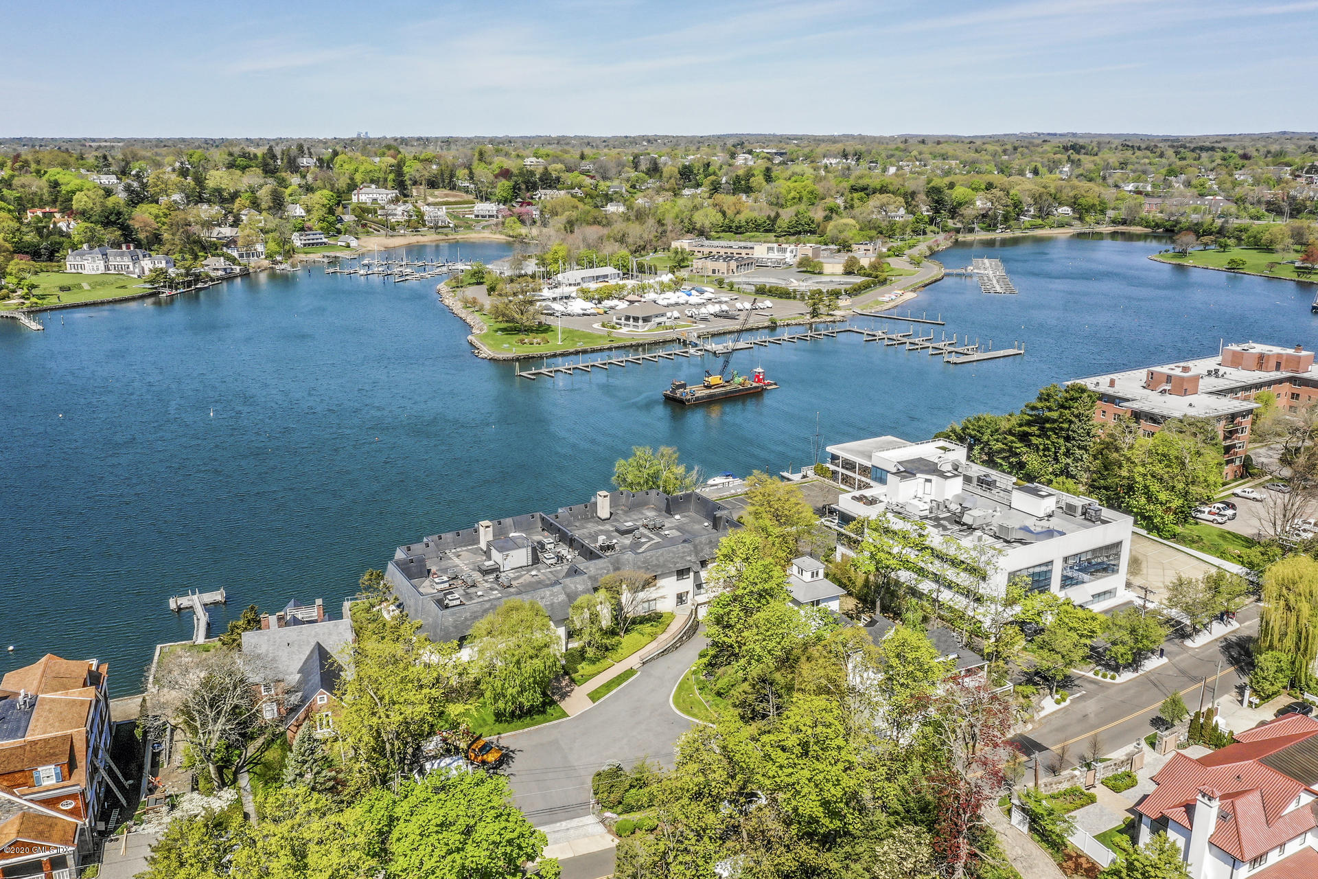 680 Steamboat Road, Unit 6 Greenwich, CT 06830 - Photo 36 of 40 an aerial view of a house with a lake view
