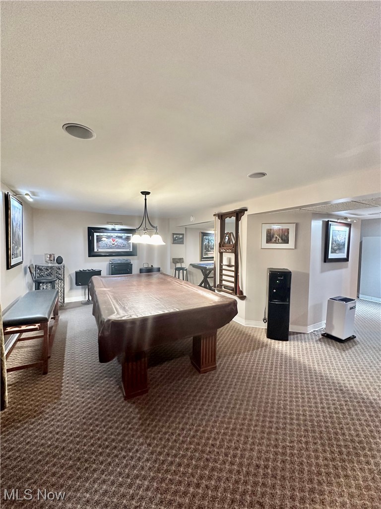 5033 Fenn Road Medina, OH 44256 - Photo 22 of 29 Rec room featuring a textured ceiling, pool table, and carpet