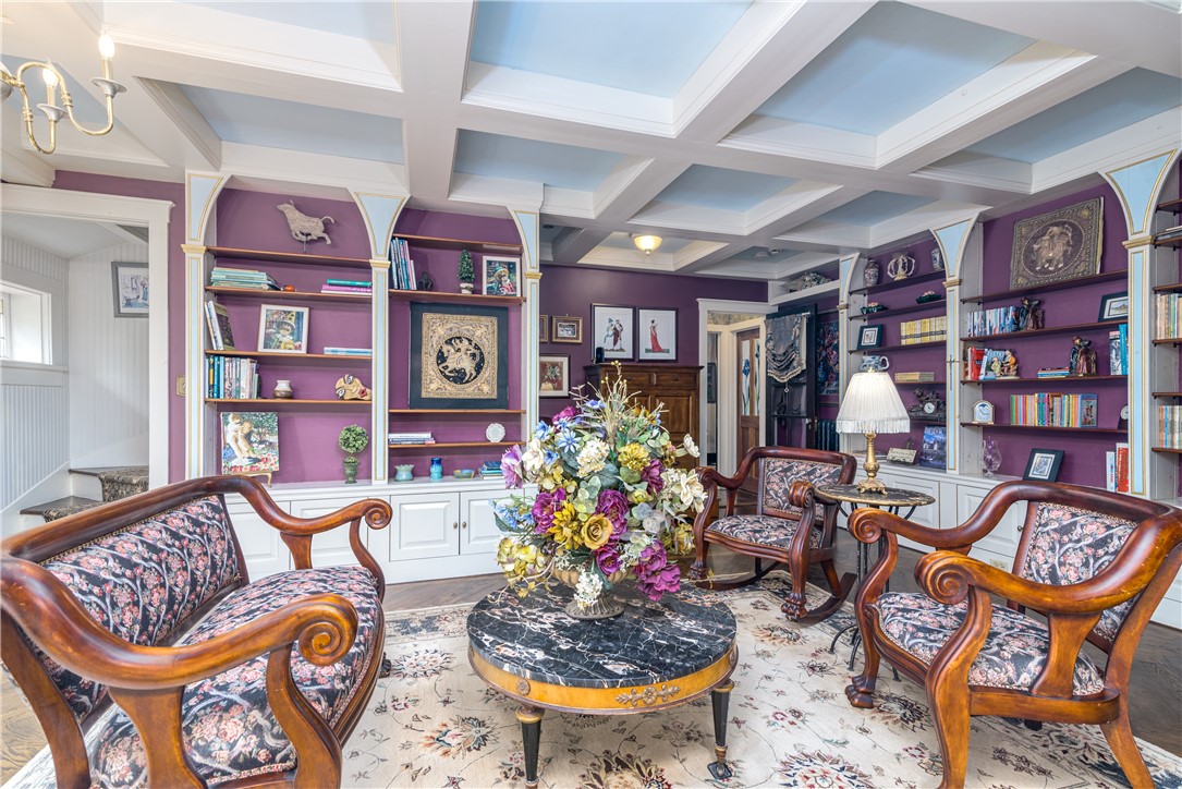 2550 Vineyard Road North Kingstown, RI 02874 - Photo 20 of 50 Off the master bedroom is this spacious library with gold leaf and herringbone floors and coiffured ceilings