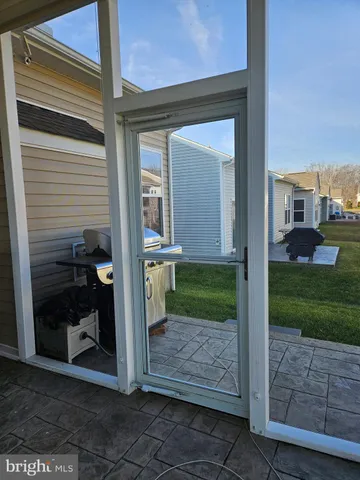 a view of a porch of a house