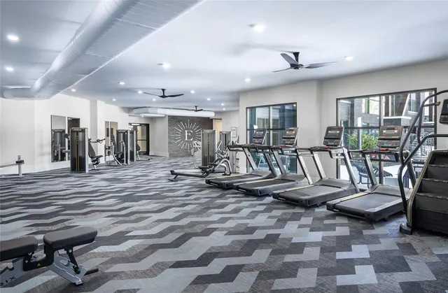 a view of a room with gym equipment