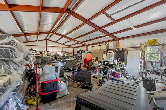 a view of a storage room with racks