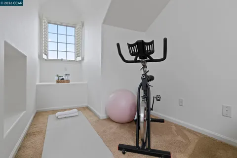 a room with gym equipment