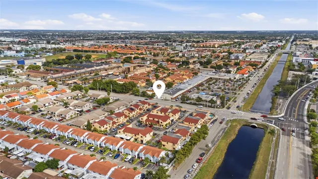 an aerial view of a city