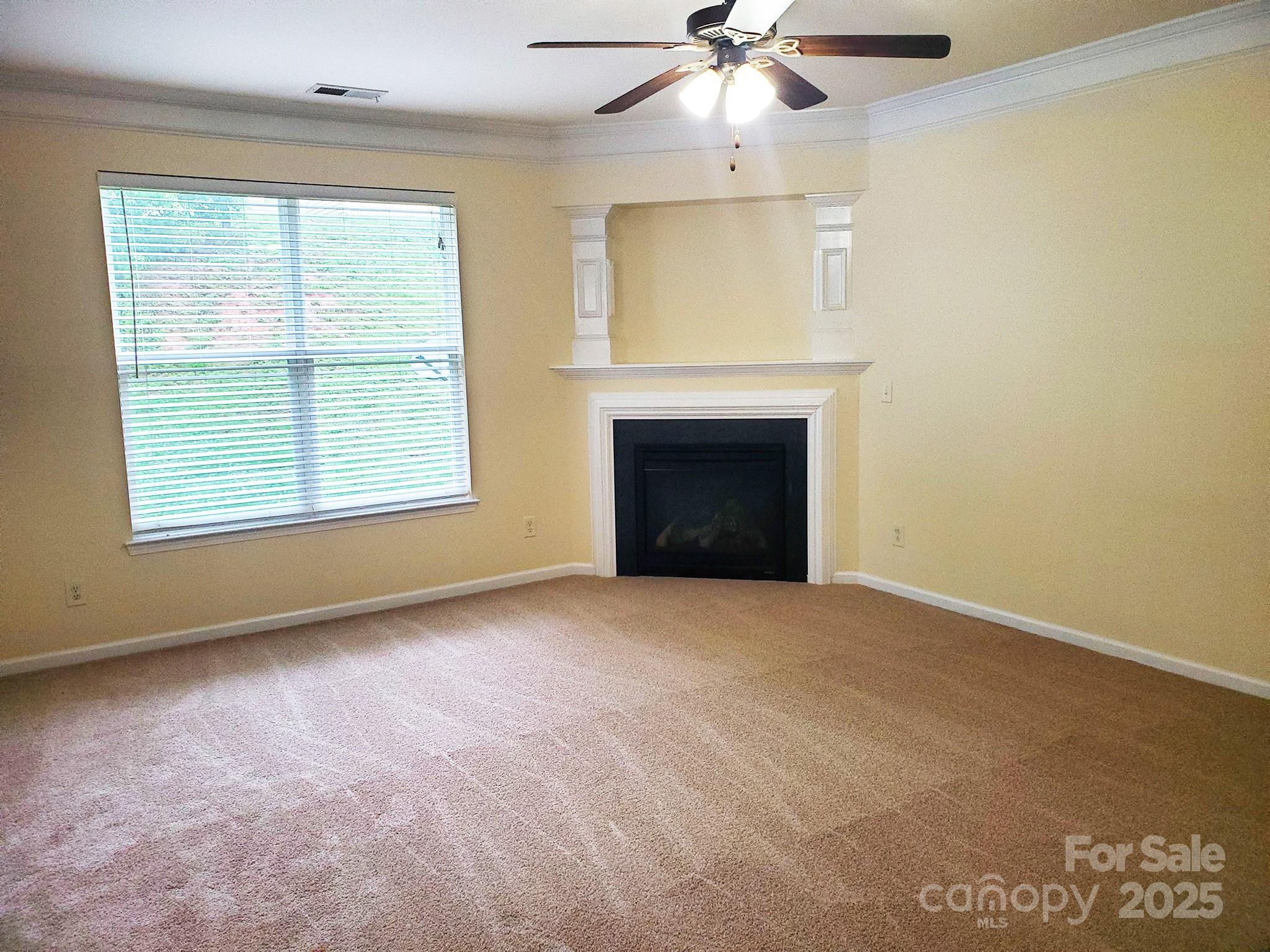 13008 Rothe House Road Charlotte, NC 28273 - Photo 14 of 23 an empty room with windows and fireplace