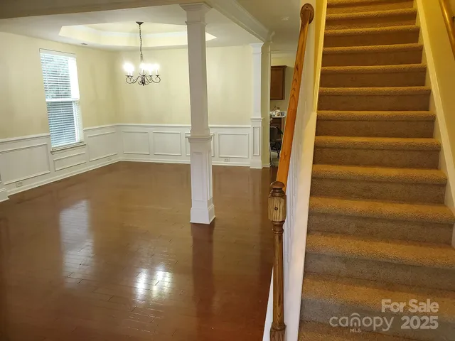 a view of an empty room with a bathroom