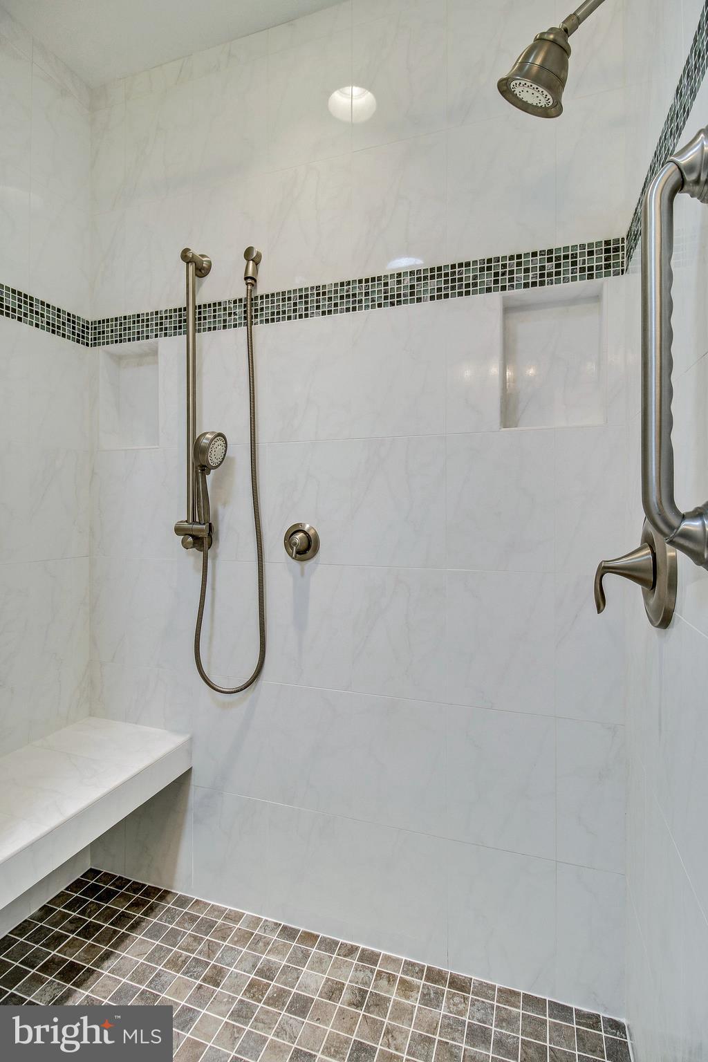7421 Grace Street Springfield, VA 22150 - Photo 10 of 32 HALL BATH CUSTOM TILED SHOWER WITH SEAT